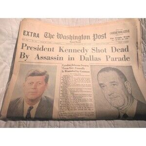 6x JFK Assassination Newspapers Washington Post  -Nov 22-Nov 26 '63 Kennedy READ